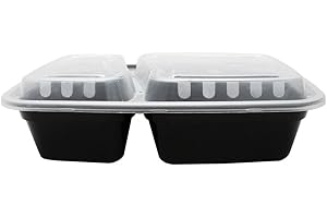 Karat Black 38-Ounce Microwave Safe 2-Compartment Food Containers (Case of 150)