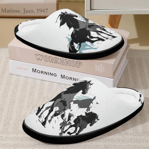 Pantoufles en coton confortable PferdHome chausson mémoire de forme maison - 6