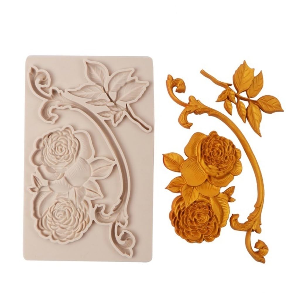 Molde de silicona for fondant de flores, molde de flores for chocolate, for adornos de cupcakes, chocolate, galletas, pasta de flores, mazapán, mousse, yeso, resina, manualidades de arcilla, 2 piezas/