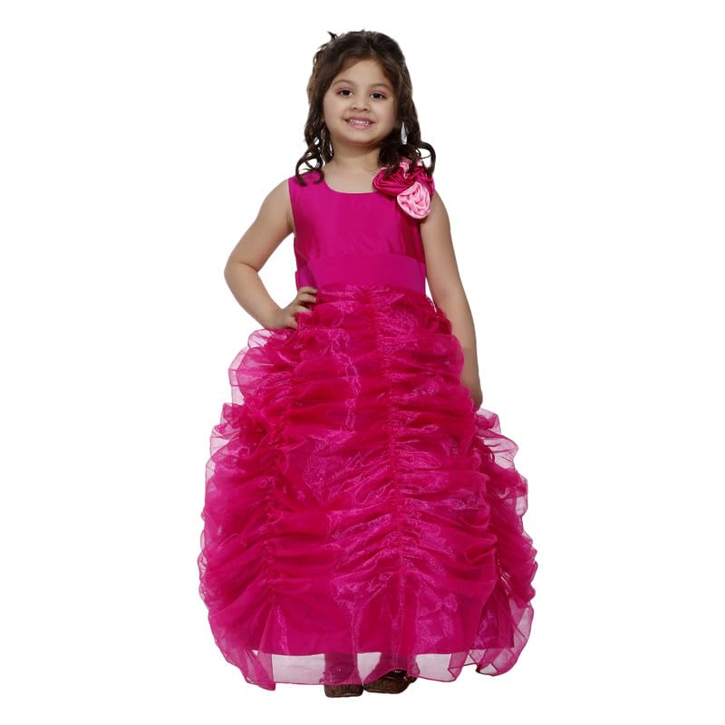 Image of Ripening Pink Net Round Neck Sleeveless Maxi Dress