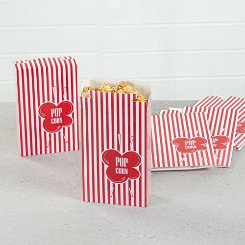 Image of Restaurantware Popcorn Container 400 Count 11.25 Oz Paper Popcorn Holder Carnival Box, Red and White Striped Disposable Vintage Style Movie Theater Box