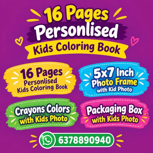 Image of Personalized Kids Coloring Book with Child's Photo | Custom Coloring & Activity Book for Kids | Personalized Birthday Gift for Boys & Girls | Includes Photo Frame & Crayons Colors