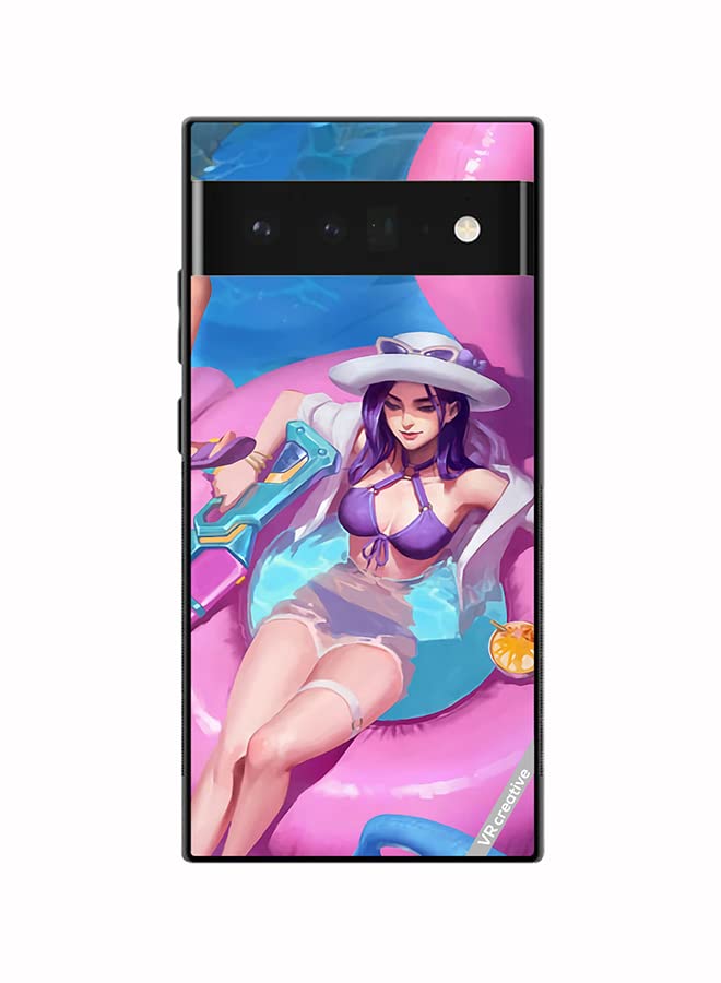 VR Creative Protective Case Cover For Google Pixel 6 Pro Caitlyn Poolparty League Of Legends, Design Multicolour