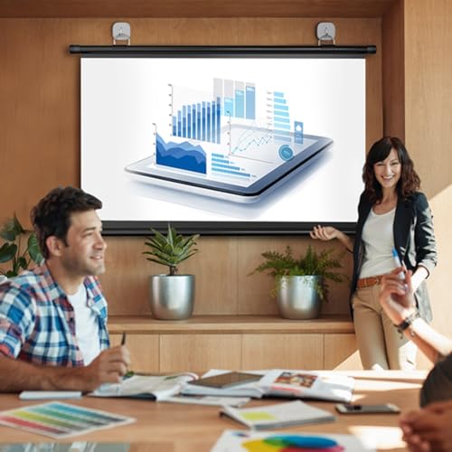 Pantalla de proyección portátil de 60/72 pulgadas HD 4K, enrollable manual 16:9/4:3 para cine en casa y presentaciones miniatura 3