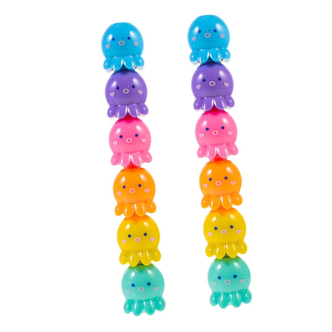 Angoily 2 Set Mini Evidenziatori Fluorescenti Polpo Design Impilabile e Compatto Penne Colorate per Studenti e Scrittura Scuola e Ufficio