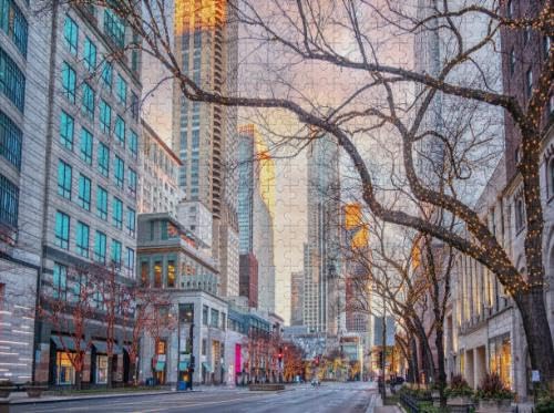 Michigan Avenue Early Morning Light Puzzle for Adults Jigsaw Puzzles Thick Sturdy Hard Challenging Difficult Party Games Props 500 Pcs