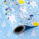 RUSPEPA Papel De Regalo Navideño Reversible - Mini Rollo - 43,2 Cm X 10 M - Papel De Regalo Con Monstruo De Nieve Invernal Y Árbol De Para Y Fiestas.