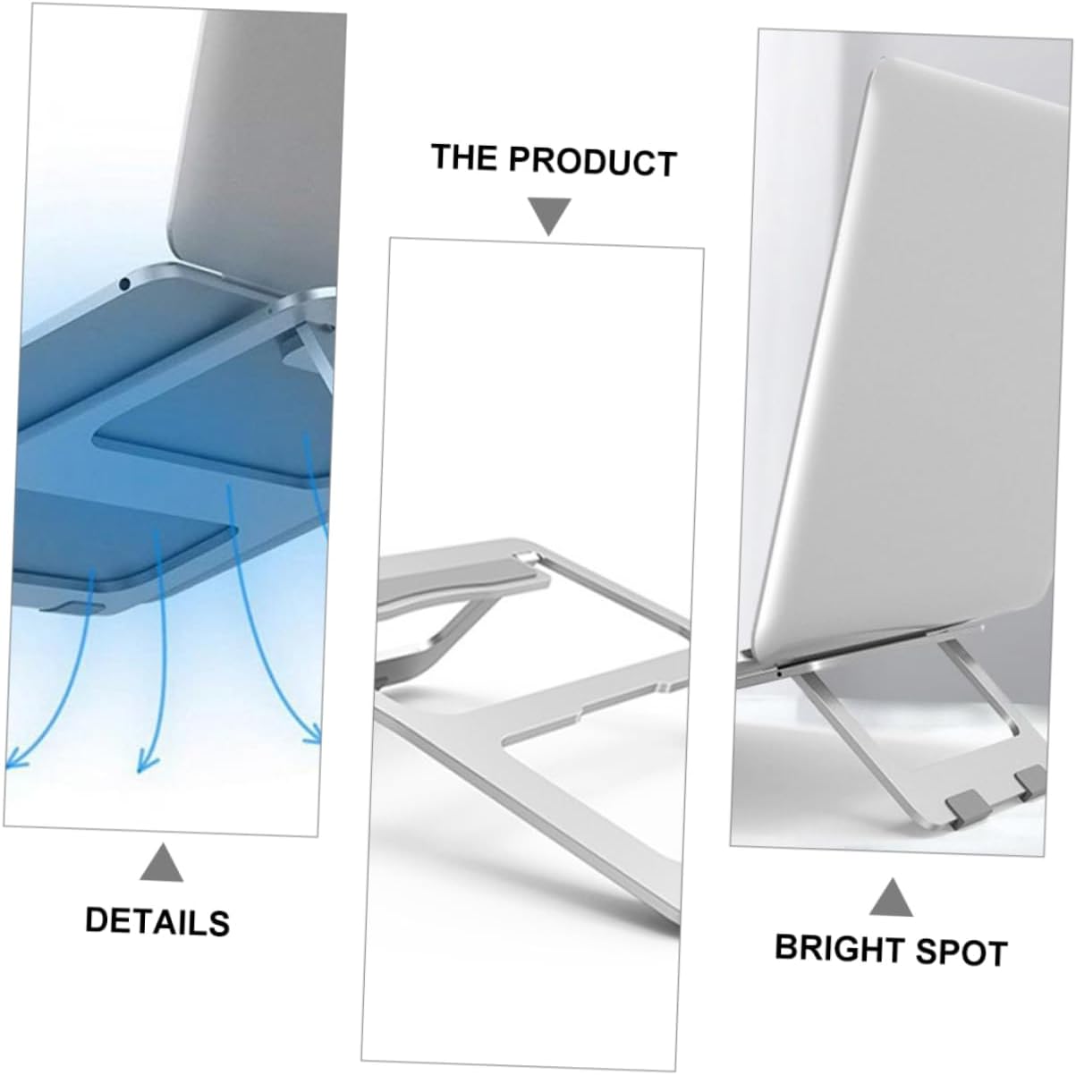 Foldable Alloy Laptop Stand - Pads Ergonomic Cooling Rack for Improved Posture Portable Design for Travel for Use image 3