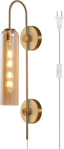 Miniatura 15 de BOKT Lámpara de Pared Moderna de Mediados de Siglo de 1 Luz Montada en Pared de Metal Dorado Cepillado Aplique de Pared Iluminación Minimalista Anti