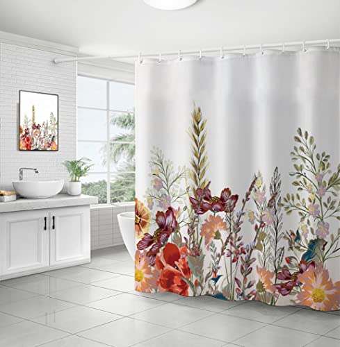 WELTRXE Shower Curtain, Bathroom Curtain with 12 Hooks, Waterproof Polyester Fabric Bathtub Curtain, Weighted Hem, Washable - Image 2