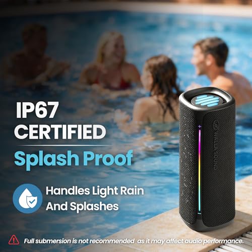 Image of Walla Boom+ Portable Bluetooth Speaker - 20W High-Power Audio, IP67 Waterproof, TWS Pairing, USB-C Charging, 8 Hours Playback, Bluetooth 6.0, Designed for Indoor Outdoor