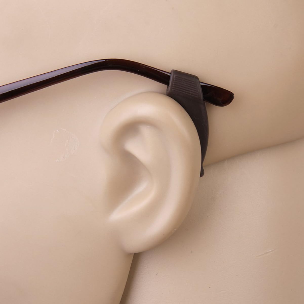 IWOWHERO Pair Eyeglass Temple Tip Glasses Temple Holders Eyeglasses Straps Glasses Strap for Eyeglass Anti Slip Temple Tips Sunglass Holder Eye Glasses Silicone Eyeglass Hook Brown