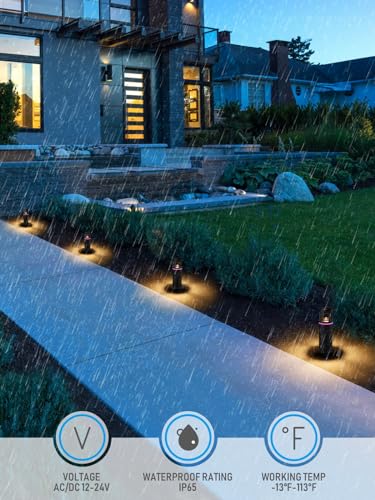 Image of LEONLITE 8-Pack RGB Low Voltage LED Path Lights Unique Light Pattern, 3000K