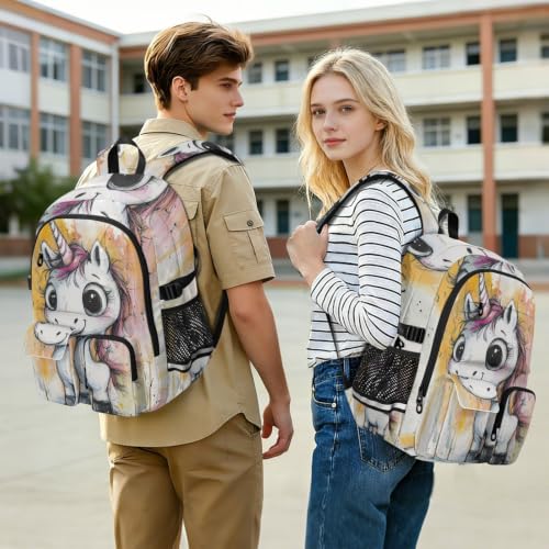 Mochila de viaje para laptop de 17.5" con diseño de unicornios blancos para niños 7