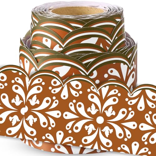 Fuutreo 32.8 ft Mexican Bulletin Board Borders Cielito Lindo Bulletin Border Decoration Office Scalloped Trim for School Fiesta National Wedding Party Decoration