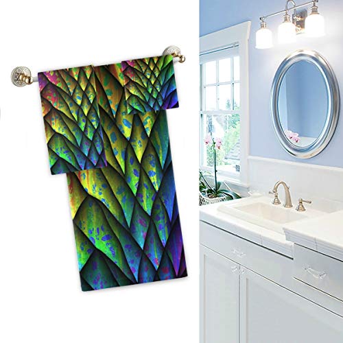 Naanle 3D Magic Rainbow Dragon Scales Print Soft Luxury Decorative Set Of 3 Towels, 1 Bath Towel+1 Hand Towel+1 Washcloth, Multipurpose For Bathroom, Hotel, Gym, Spa And Beach #TOP2