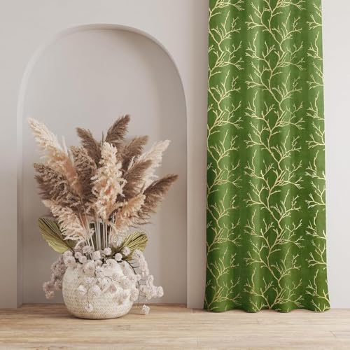 Image of Curtains 9 Feet Long for Living Room - Long Door & Window Curtain Set 1 Pcs Panel, Velvet Blackout & Stylish Parda for Home Decor & Office Green Colour 9 feet -1 pcs
