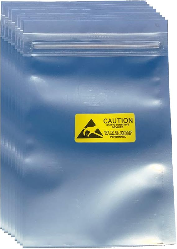 100 bolsas antiestáticas de 3,93 x 5,9 pulgadas (10 x 15 cm), bolsas ESD resellables para SSD HDD con etiquetas de 100 piezas, bolsa antiestática para disco manual o variedades de dispositivos electrónicos