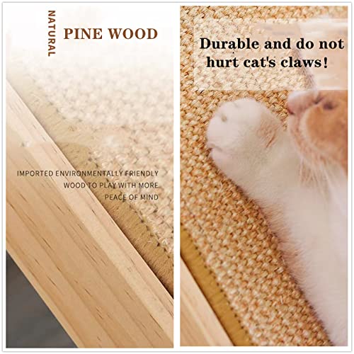 Shengocase Tilted Angled Cat Sisal Scratcher Ramp, Incline Natural Wood Support, Replaceable Sisal Scratch Scratching Pad Mat, Scratching Post #TOP4