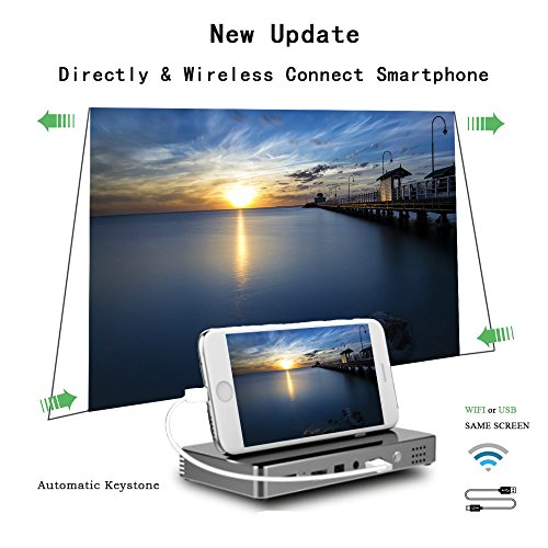TOUMEI,Mini Portable Projector [2018 Upgarde] C800W Android 7.1 Video Projectors Max Throw 120" Display,Smart Mobile Projector Support Wi-Fi for iPhone,iPad and Laptop - Thumbnail 6