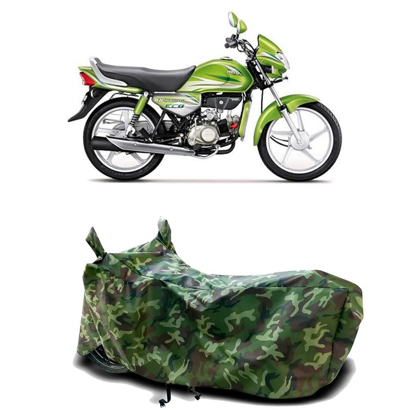 Image of DUFFEL-100% Heat Protection Two Wheeler Bike /Scooty Body Cover for Hero HF Deluxe Eco Water Resistance /UV-Rays /Birds Dropping /Scratchproof /Dust Proof /Waterproof[Green Jungle Print]