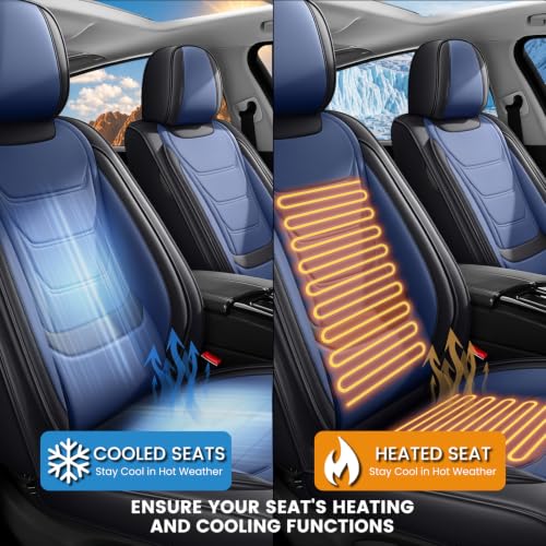Image of Car Seat Covers Custom Fit Kia Telluride 2020-2026, Waterproof Nappa Leather Car Seat Protector, Breathable Car Seat Cushion, Seat Covers for Car(2 Seats Standard /Black&Blue)