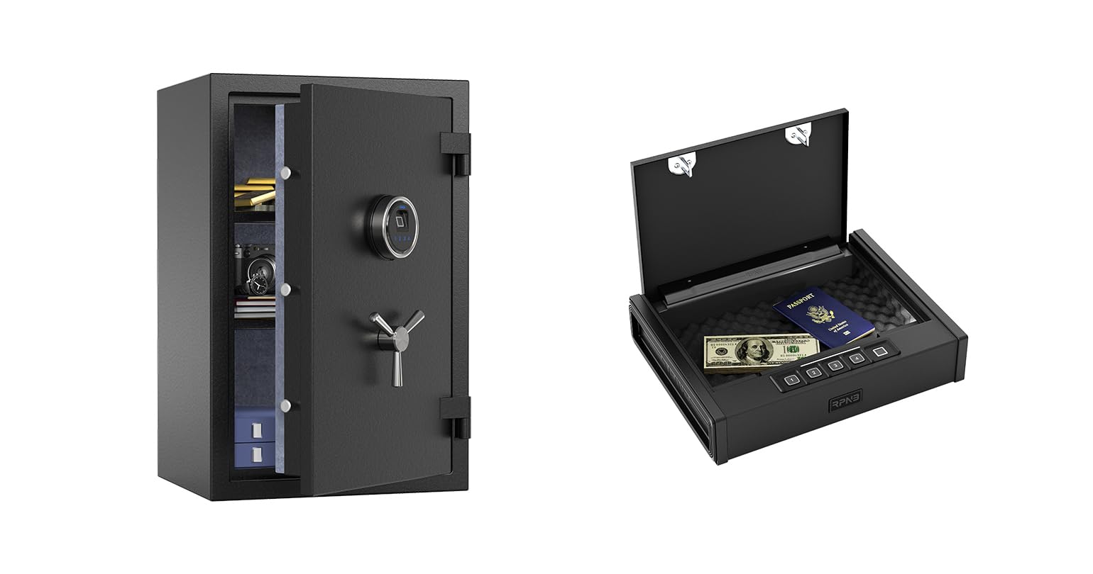 RPNB 1 of 2.12 Cuft Fingerprint Fireproof Safe Box with Touch Screen, 1 of Quick Access Biometric Fingerprint Gun Safe for Pistol, Bundle