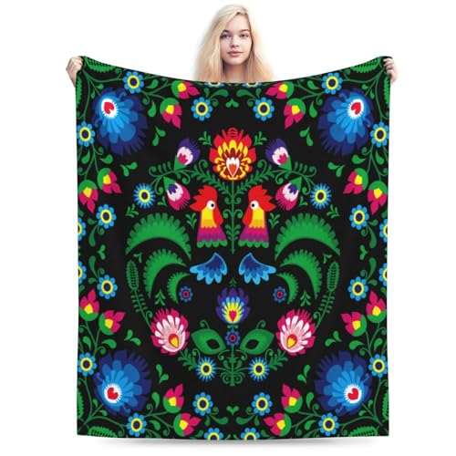 Youkutuber MT100 Polish Floral Folk Art Throw Blanket Soft Sofa Bed Fleece Blankets thumb #7