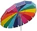 Impact Canopy 8' Beach Umbrella, UV Protected Vented Outdoor Beach Shade, Sand Anchor, Carry Bag, Tilt Pole, Rainbow