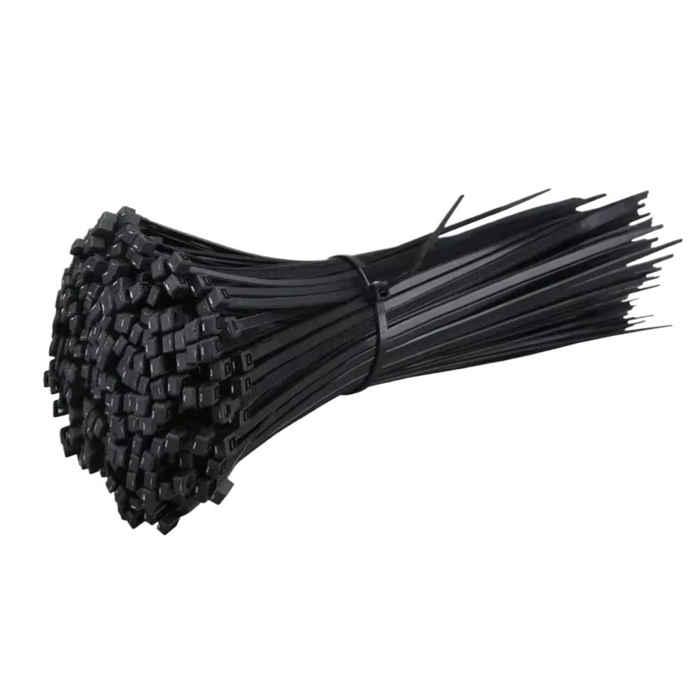 Wzddxunsf 3X200mm 100Pcs Self-Locking Plastic Nylon Tie Black Cable Fastening Ring Zip Wraps Strap Set(3X200mm 100Pcs)