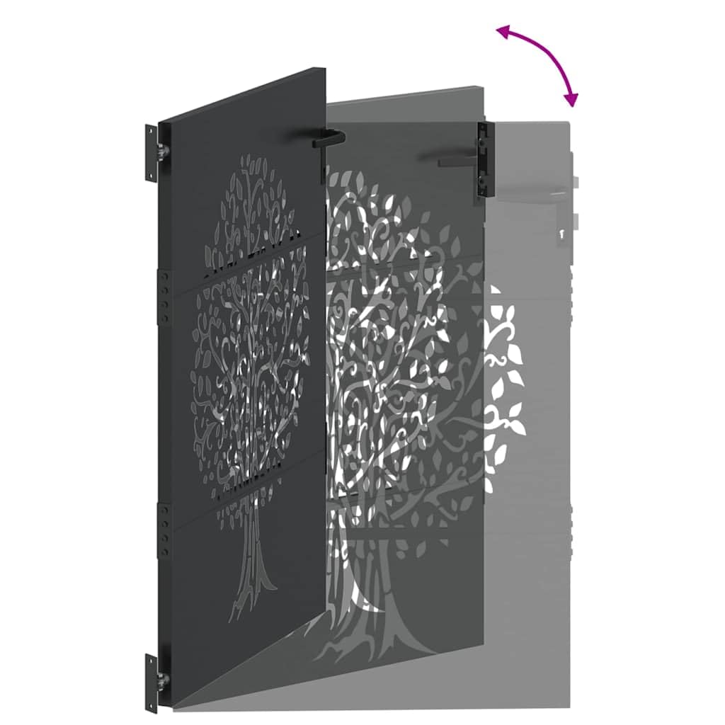 Festnight Puerta Jardin Metalica, Puerta para Valla Acero Oxidado, 100 x 125 cm,Type-7