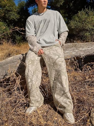 Men's Camo Sweatpants Loose Fit Joggers Waist Pockets Quick-Dry Hunting Hiking Workout Athletic Pants4