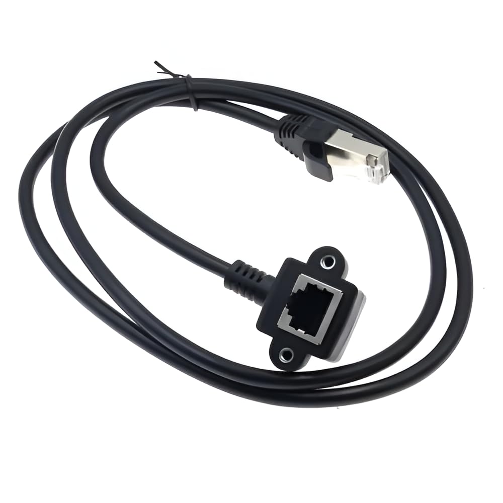 fdealz [ 0.3 Meter ] RJ45 Mount Cable, Upside Angle 30 CM Lengh RJ45 Extension Cable, Downsode angle RJ45 Female side extension Cable, RJ45 Male to Female Extension Cable with Screw Panel Mount-picture-22