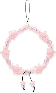 تعليقة موبايل خفيفة الوزن بحبل قصير وسلسلة خرز من الصلصال وتصميم لطيف ومتين للنساء من فيشدو، وردي