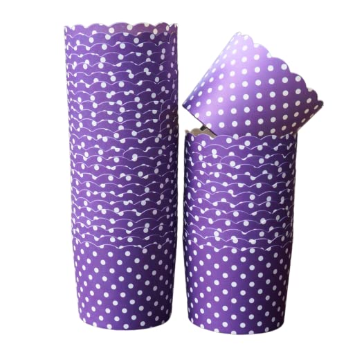 Bake-In-Cup 50-Pack Paper Baking Cups, Greaseproof Disposable Cupcake Muffin Liners (Large, Purple Polka Dots) #TOP1