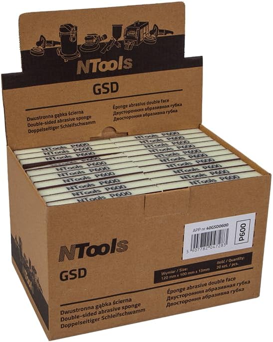 GSD Sanding Sponges Kit 600 Grit | Sanding Sponges for Wood, Plastics, Metals, Varnishes, Primers and Other Surfaces | Dry and Water Use | 600 Grit | 20 Pieces