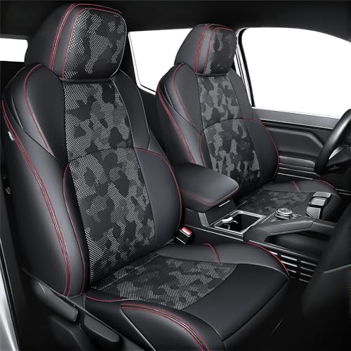Carlimeki Leather Seat Covers Custom Fit for Toyota 4Runner 6th Gen (2025-2027) - Fully Covered - Fit Like a Glove - Center Console Armrest Covers Included - for 5-Seater Model Only Camoflage Black