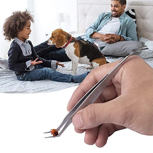JIEYUCHU 2 in 1 Zeckenzange, Edelstahl Zeckenzange, Zeckenpinzette und Zeckenhaken inkl, Zuverlässig Gegen Zecken Jeder Größe, Zeckenentferner für Mensch, Hunde, Katzen mit Lederbeutel