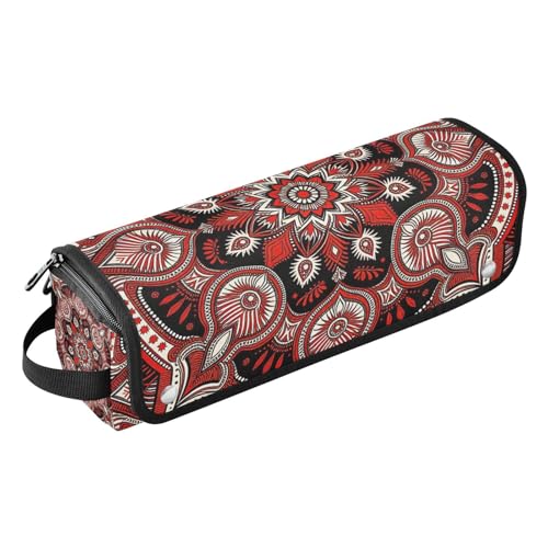 Bolsa de viaje 2 en 1 para planchas y rizadores con tapete resistente al calor y organizador impermeable rojo y negro con diseño paisley miniatura 1