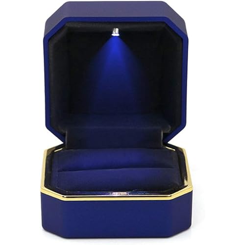 GBYAN Ring Box with LED Light Jewelry Display Gift Box for Proposal,Engagement, Wedding