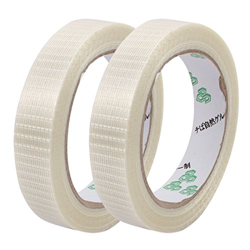 Aexit 2Pcs 20mm Electrical equipment Width 0.22mm Thickness Grid Type Filament Strapping Tape 25m Length