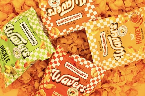 Image of WAVERS by Doughbrik's Snacks, Extra Cheesy Flavor 0.5 oz Bags, Crispy Crunchy Texture Perfect Anytime Snack Made in the USA (6-Pack)