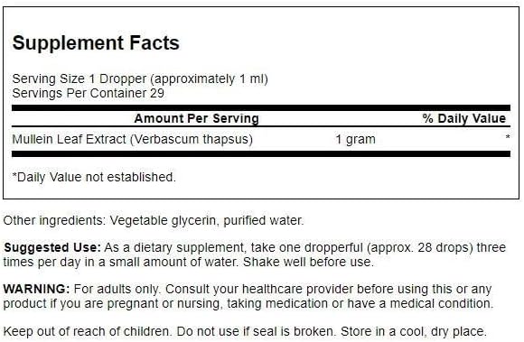 Miniatura 2 de Swanson Extracto líquido de hoja de gordolobo (sin alcohol y azúcar) 1 onza (1.0 fl oz) líquido