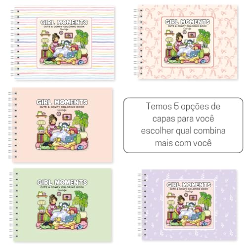 Livro de Colorir Girl Moments 48 Folhas 180g Rosa Claro Caderno de Pintar Bobbie Goods