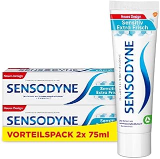Sensodyne Sensitiv Extra Fresh pasta do zębów, codzienna pasta do zębów, dla wrażliwych na ból zębów, 2 x 75 ml