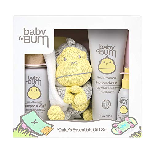 Baby Bum Duke’s Essentials Gift Set | Full Size Everyday Essentials for Babies and Newborns with Shampoo & Wash, Lotion and Hand Sanitizer | Natural Fragrance | Gluten Free and Vegan