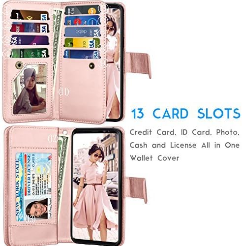 Tekcoo Galaxy S9 Plus Case, S9 Plus Wallet Case/Samsung Galaxy S9+ PU Leather Case, Luxury Credit Card Slots Holder Carrying Folio Flip Cover [Detachable Magnetic Hard Case] Kickstand -Rgold