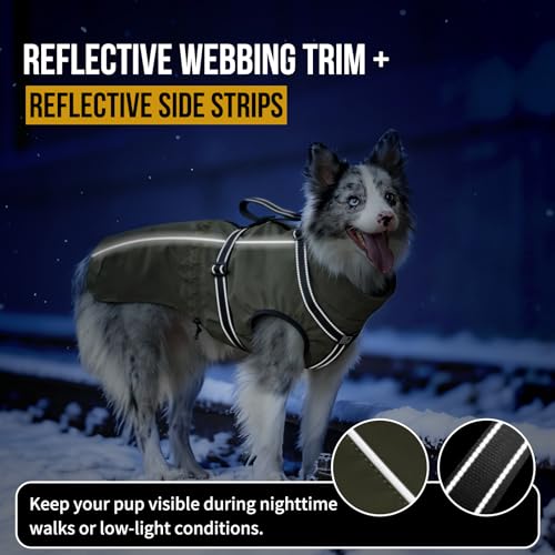 OneTigris Dog Coat with Harness - Reflective Adjustable Coats for Medium and Large Dogs, Waterproof Warm Winter Coat, Soft Heavy Fleece Lining with Back Zipper Dog Jackets - Image 6