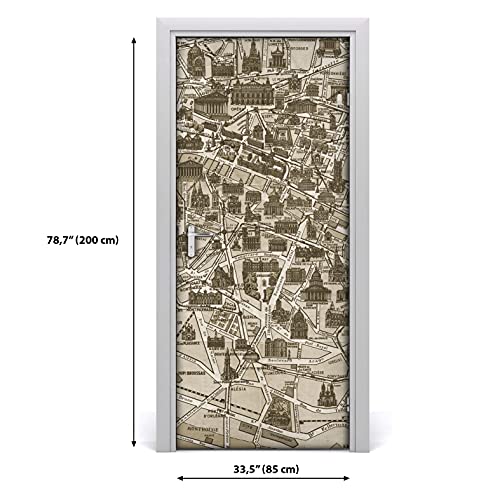 Mural autoadhesivo para puerta lavable Coloray mapa de Versalles 70x200 protector DIY 4