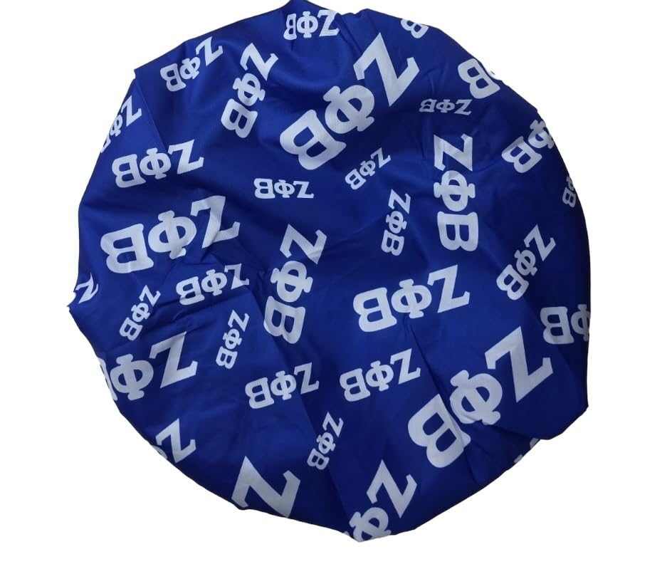 Zeta 1920 Phi Beta Blue Shower Cap for Men & Women With Braids, Locs, Afro, Coily, and Long Hair, Waterproof, Washable, Reusable & Adjustable, Great for Home, Spa, Self Care, Hotel & Salon (Blue)